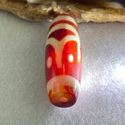 Natural Powerful Tibetan Old Oily Red White Agate One Eye Fire Sign Dzi Bead Heavenly Master (Tian Zhu) 一眼火天珠 9.94g 38.0 by 13.2mm - Huangs Jadeite and Jewelry Pte Ltd