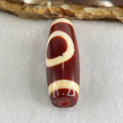 Natural Powerful Tibetan Old Oily Red White Agate One Eye Gold Metal Element Dzi Bead Heavenly Master (Tian Zhu) 一眼金天珠 9.24g 37.8 by 12.6mm - Huangs Jadeite and Jewelry Pte Ltd