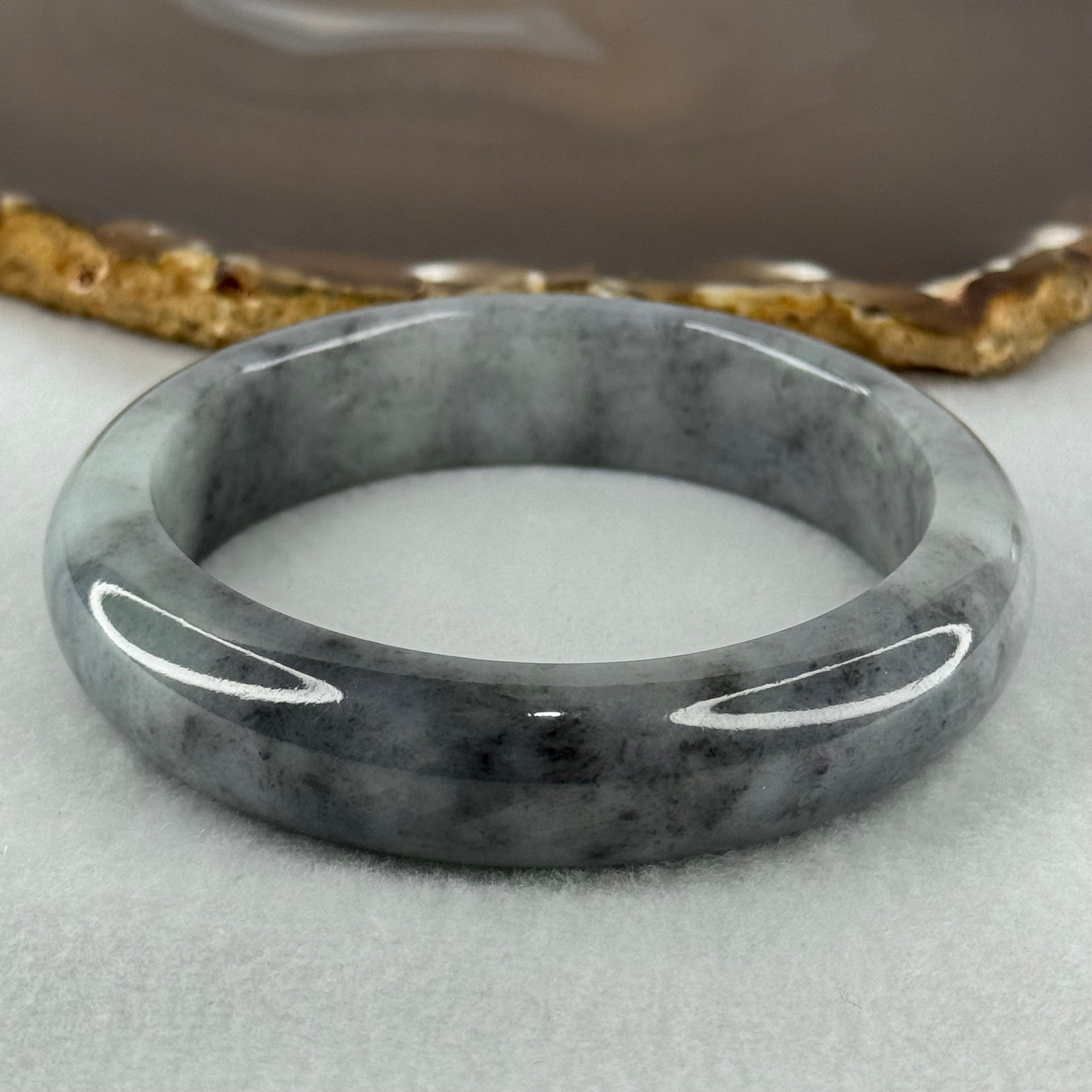 Type A Wuji Grey Jadeite Bangle Internal Diameter 57.8mm 77.44g 15.2 by 9.3mm (Very Slight Internal Lines) - Huangs Jadeite and Jewelry Pte Ltd