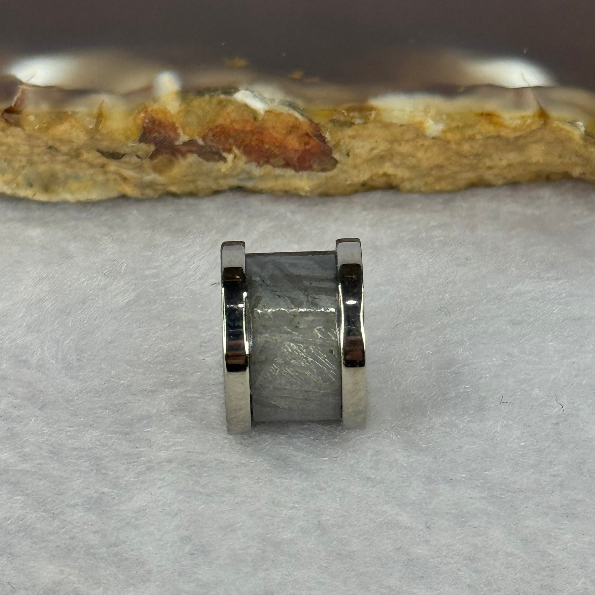 12.0mm Meteorite in Titanium Pendent / Charm (Silver Color) 2.72g 9.0 by 12.5mm - Huangs Jadeite and Jewelry Pte Ltd