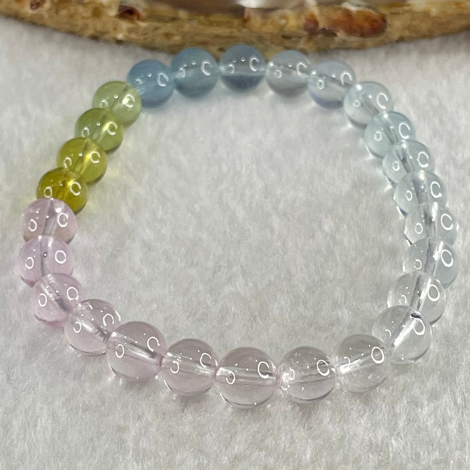 Very Very High Grade Transparent Natural Morganite Beryl Beads Bracelet 13.18g 15.5cm 7.4mm 26 Beads - Huangs Jadeite and Jewelry Pte Ltd