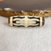 Natural Powerful Tibetan Old Oily Agate Water Lines 8 Eyes Dzi Bead Heavenly Master (Tian Zhu) 水纹八眼天诛 9.56g 38.4 by 12.6mm - Huangs Jadeite and Jewelry Pte Ltd