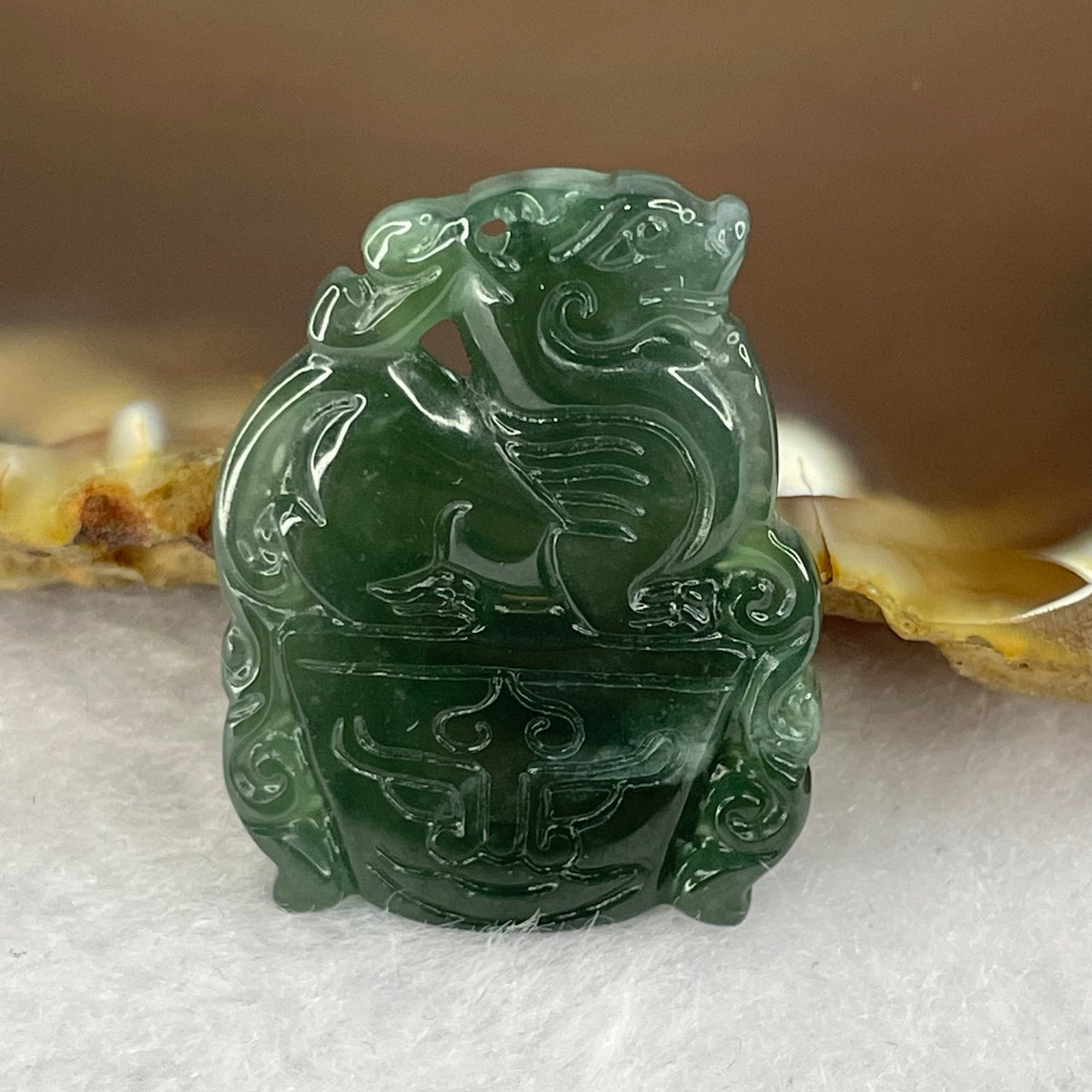 Type A Semi Icy Blueish Green Jadeite Pixiu 28.2 by 21.7 by 4.2 mm 4.2g - Huangs Jadeite and Jewelry Pte Ltd