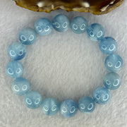 Natural Aquamarine Beads Bracelet 50.83g 18cm 13.2mm 16 Beads - Huangs Jadeite and Jewelry Pte Ltd