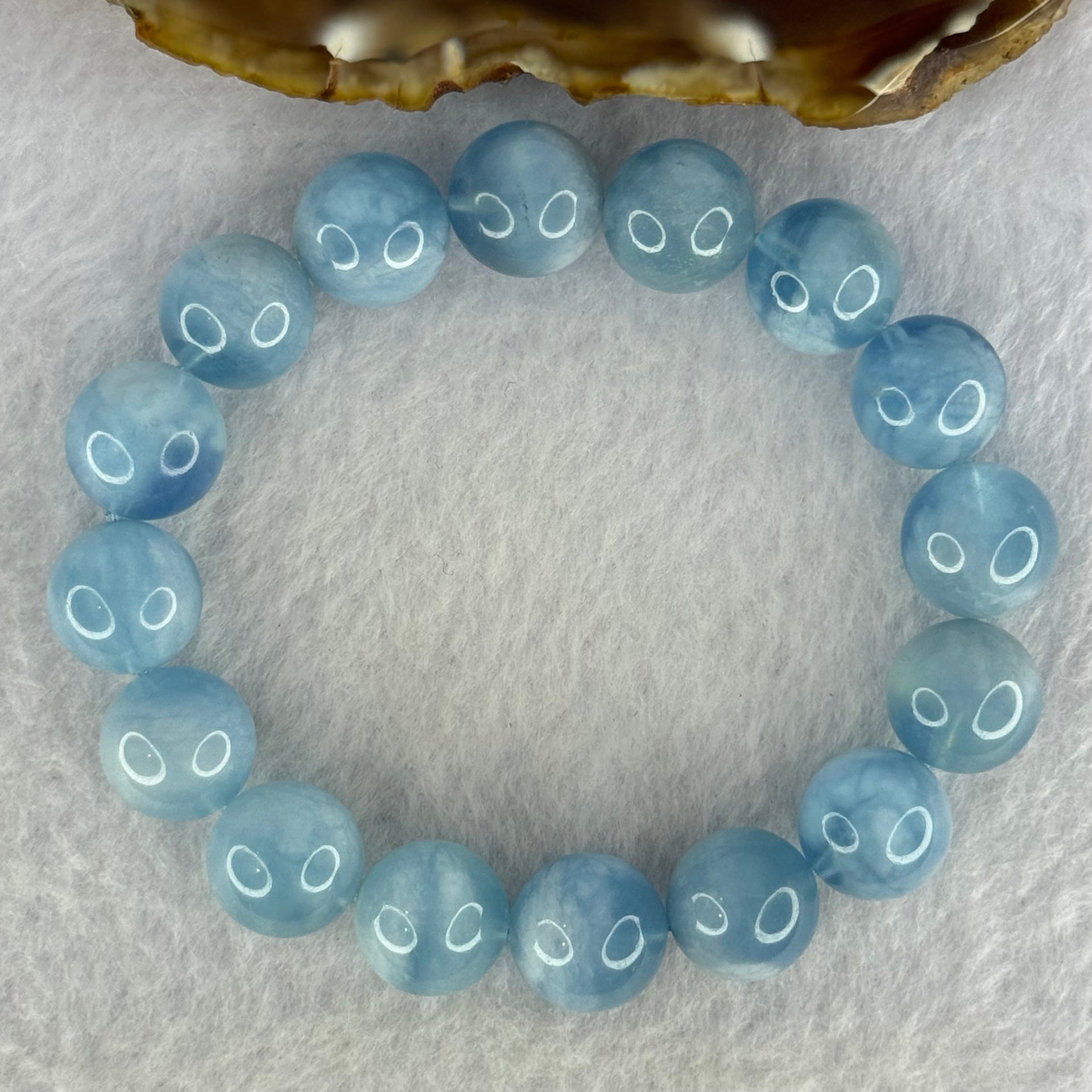 Natural Aquamarine Beads Bracelet 50.83g 18cm 13.2mm 16 Beads - Huangs Jadeite and Jewelry Pte Ltd