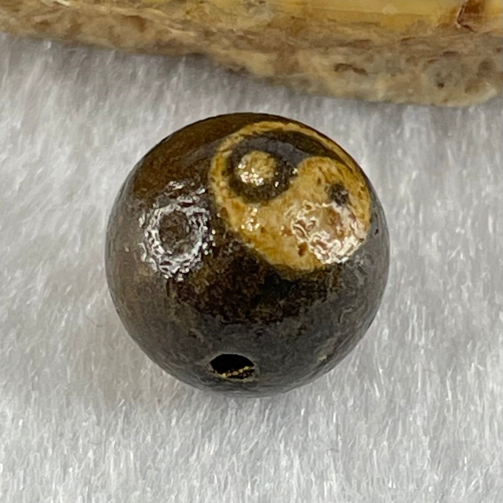 Natural Powerful Tibetan Old Oily Agate Yin Yang Bead Heavenly Master (Tian Zhu) 1.44g 10.0 by 10.3mm - Huangs Jadeite and Jewelry Pte Ltd