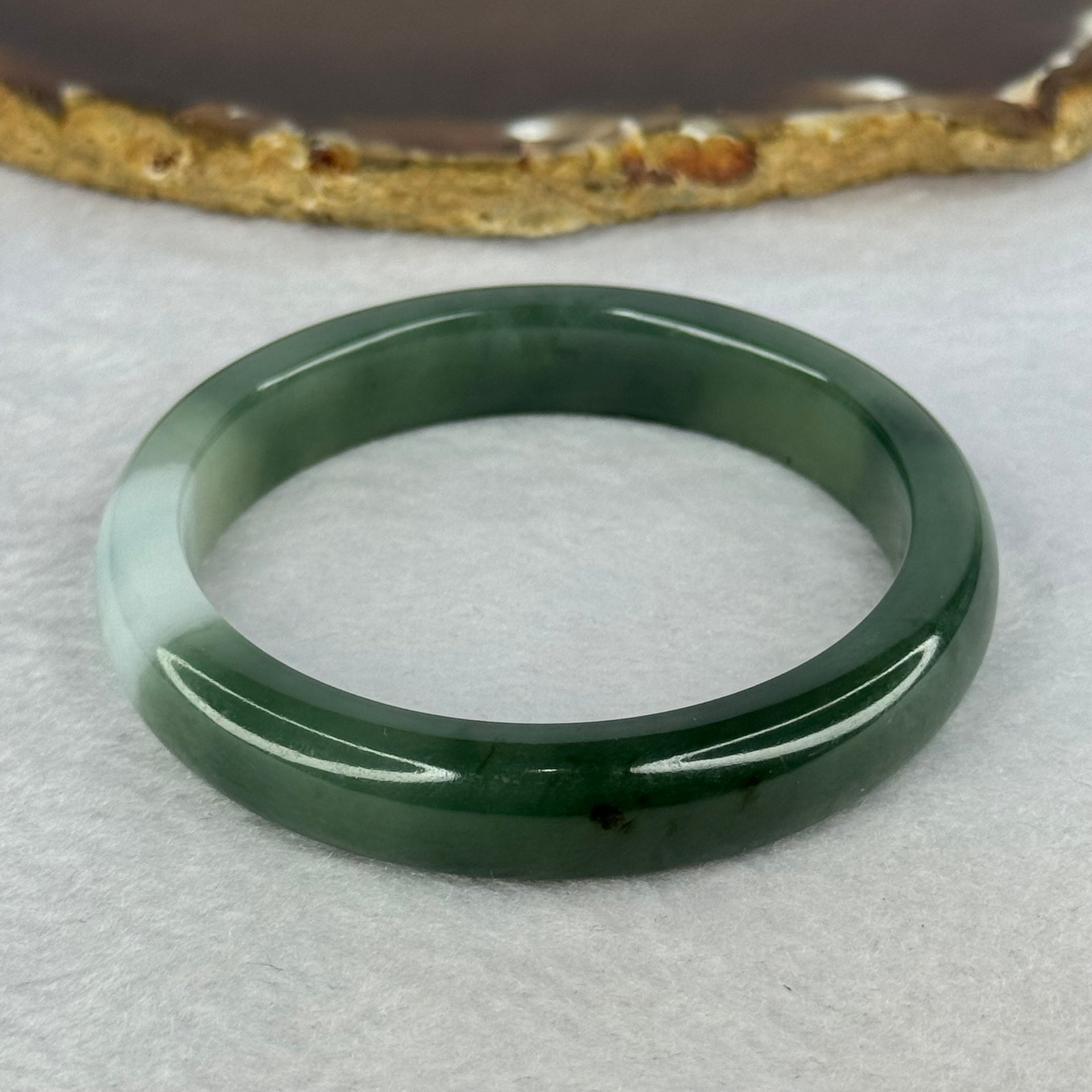 Type A Green and Faint Lavender Jadeite Bangle Internal Diameter 54.5mm 46.25g 11.2 by 8.0mm (Slight Internal Line) - Huangs Jadeite and Jewelry Pte Ltd