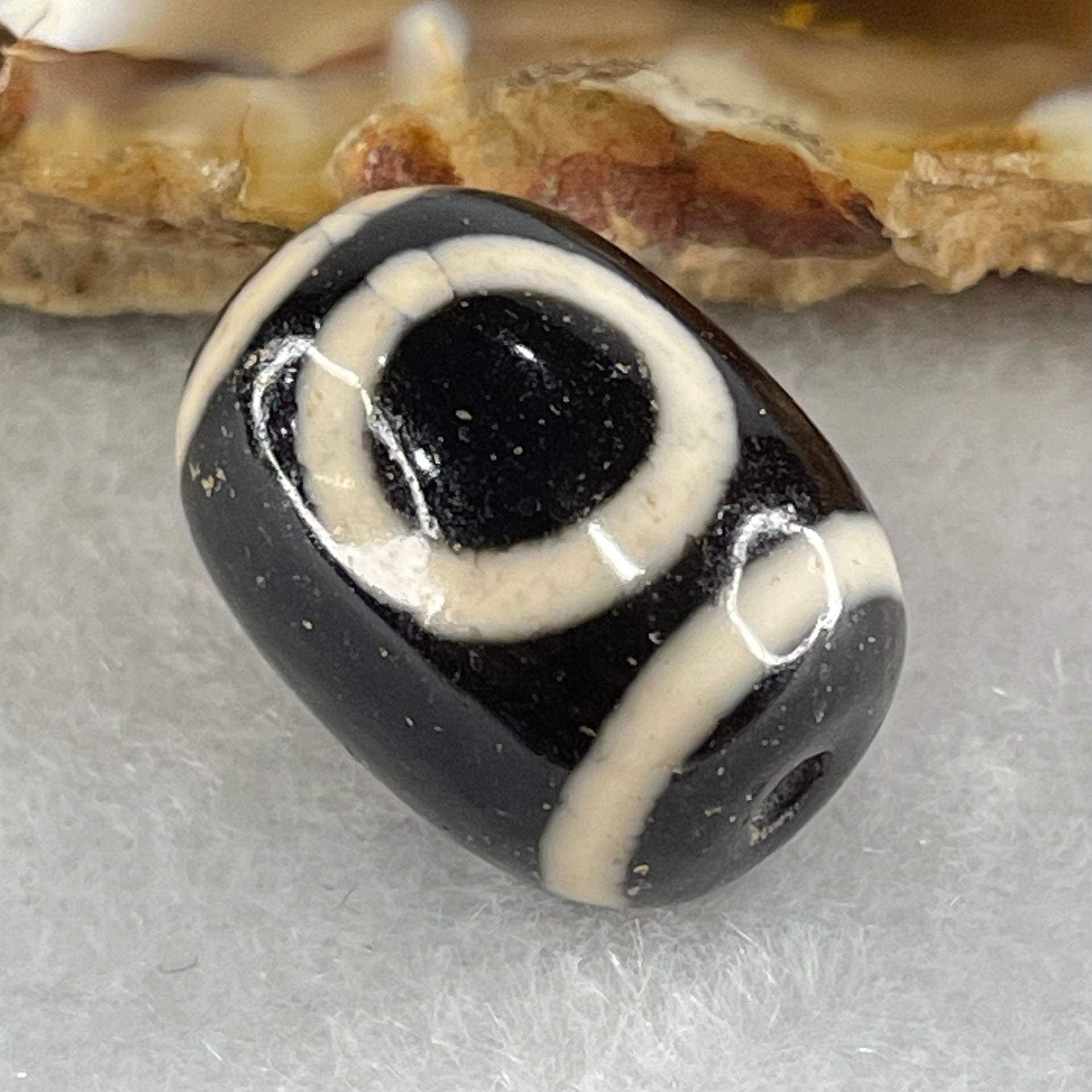 Natural Powerful Tibetan Old Oily Agate 1 Eye With Swastika Dzi Bead (Hotu Dzi) 4.62g 17.5 by 13.2mm - Huangs Jadeite and Jewelry Pte Ltd