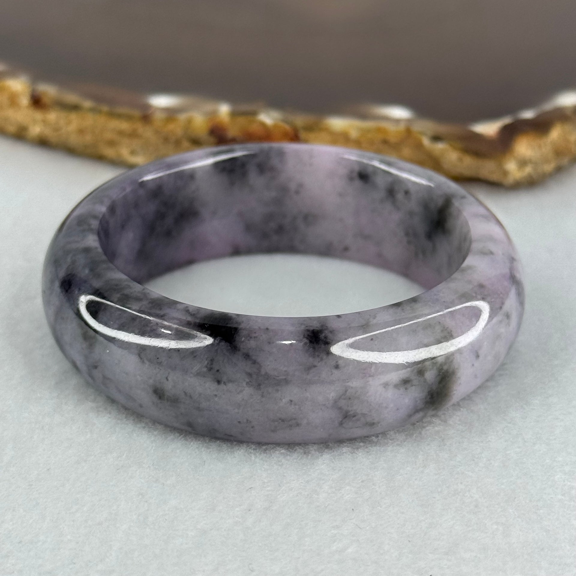 Baby Kids Type A Lavender with Wuji Black Grey Patches Jadeite Bangle Internal Diameter 42.2mm 46.05g 15.2 by 7.7mm (Close to Perfect) - Huangs Jadeite and Jewelry Pte Ltd