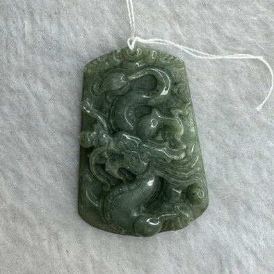 Type A Green Jadeite Dragon Pendant 8.74g 26.4 by 38.5 by 4.9mm - Huangs Jadeite and Jewelry Pte Ltd
