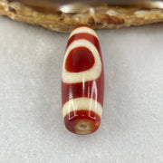 Natural Powerful Tibetan Old Oily Red White Agate One Eye Fire Sign Dzi Bead Heavenly Master (Tian Zhu) 一眼火天珠 10.31g 37.7 by 13.3mm - Huangs Jadeite and Jewelry Pte Ltd