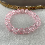 Crackle Pink Quartz Beads Bracelet 25.75g 15.5cm 10.3mm 20 Beads - Huangs Jadeite and Jewelry Pte Ltd