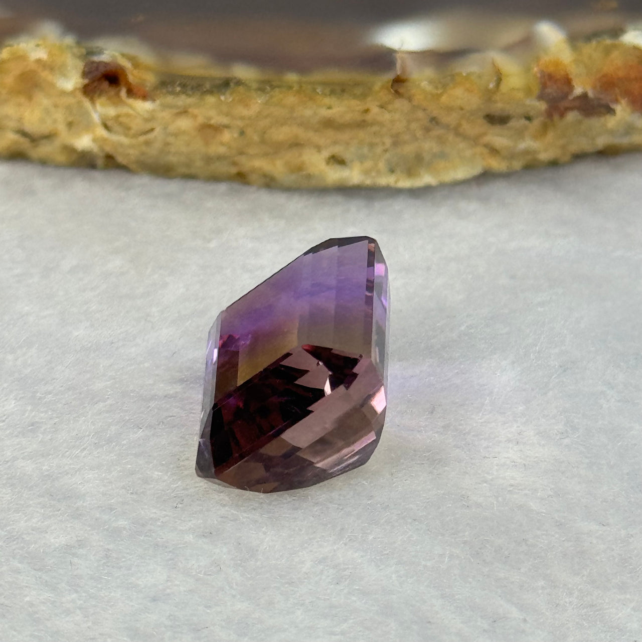 Natural Faceted Ametrine Parallelogram Shape 14.34ct 16.3 by 12.6 by 9.2mm - Huangs Jadeite and Jewelry Pte Ltd