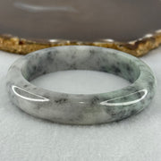 Type A Faint Green and Black Piao Hua Jadeite Bangle Internal Diameter 57.2mm 65.08g 13.4 by 8.7mm (Very Slight Internal Lines) - Huangs Jadeite and Jewelry Pte Ltd