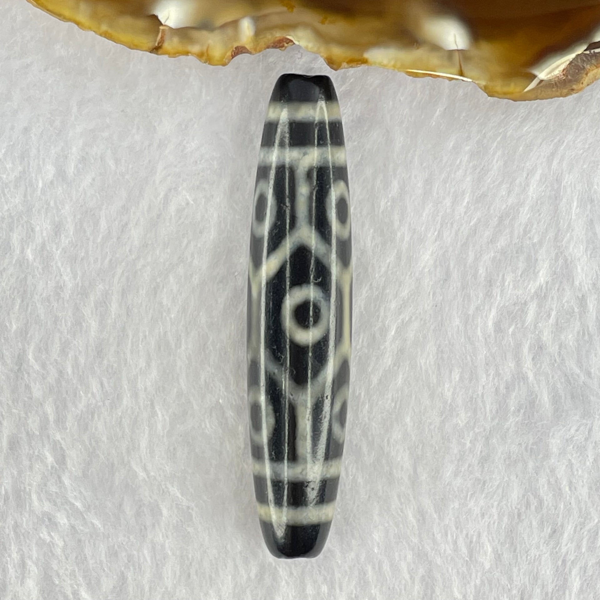 Natural Powerful Tibetan Old Oily Agate 9 Eyes Dzi Bead Heavenly Master (Tian Zhu) 九眼天诛 14.11g 58.5 by 12.7mm - Huangs Jadeite and Jewelry Pte Ltd