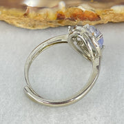 Rare Good Grade Natural Blue Dumortierite Rutilated Quartz in S925 Sliver Ring (Adjustable Size) 2.23g 9.8 by 6.7 by 3.6mm - Huangs Jadeite and Jewelry Pte Ltd