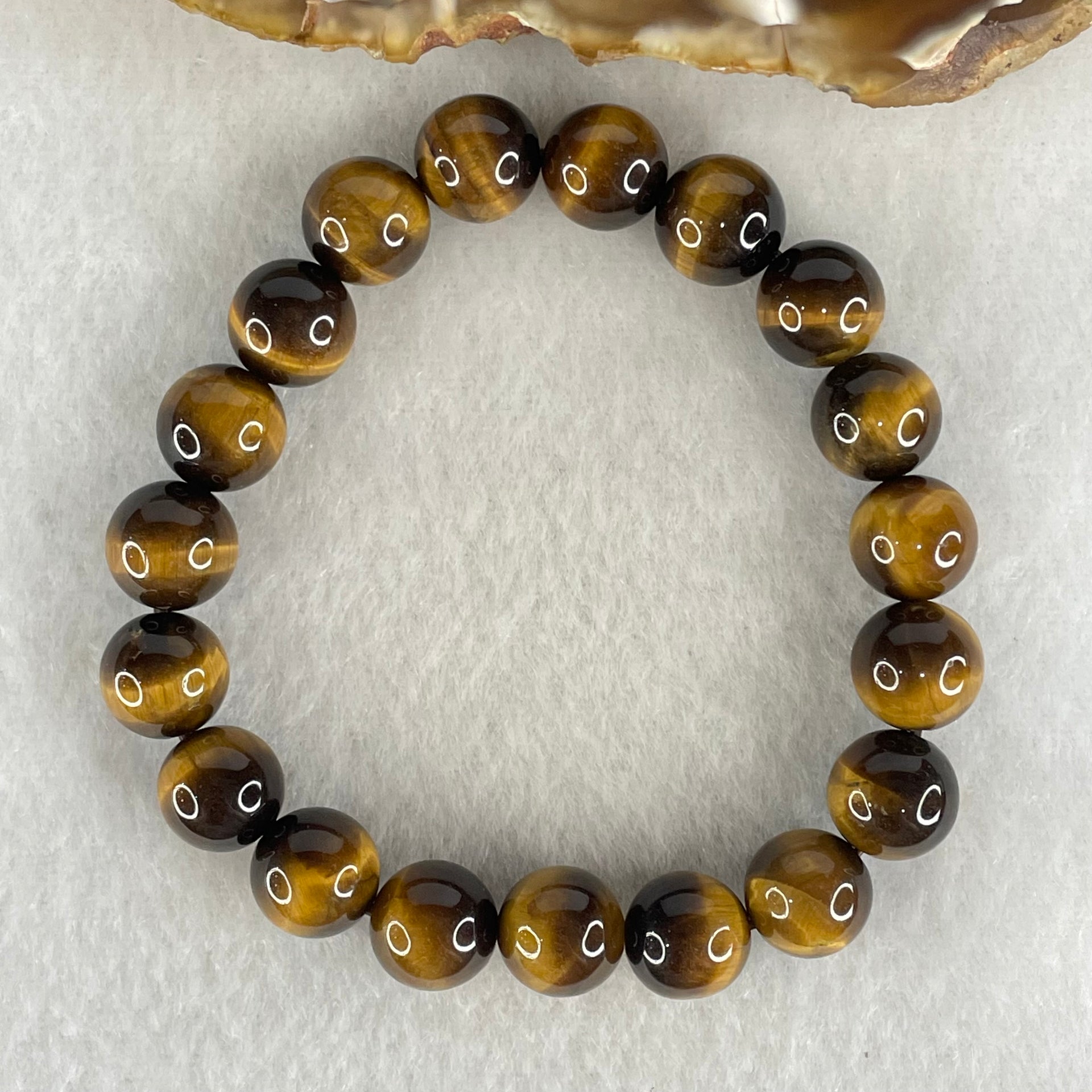 Natural Yellow Tiger's Eye Quartz Beads Bracelet 24.95g 15cm 10.0mm 19 Beads - Huangs Jadeite and Jewelry Pte Ltd