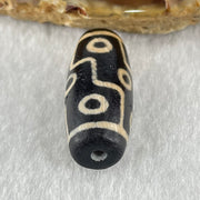 Natural Powerful Tibetan Old Oily Dark Brown with Yellowish White Agate 9 Eyes Dzi Bead Heavenly Master (Tian Zhu) 九眼天诛 6.62g 28.0 by 12.4mm - Huangs Jadeite and Jewelry Pte Ltd