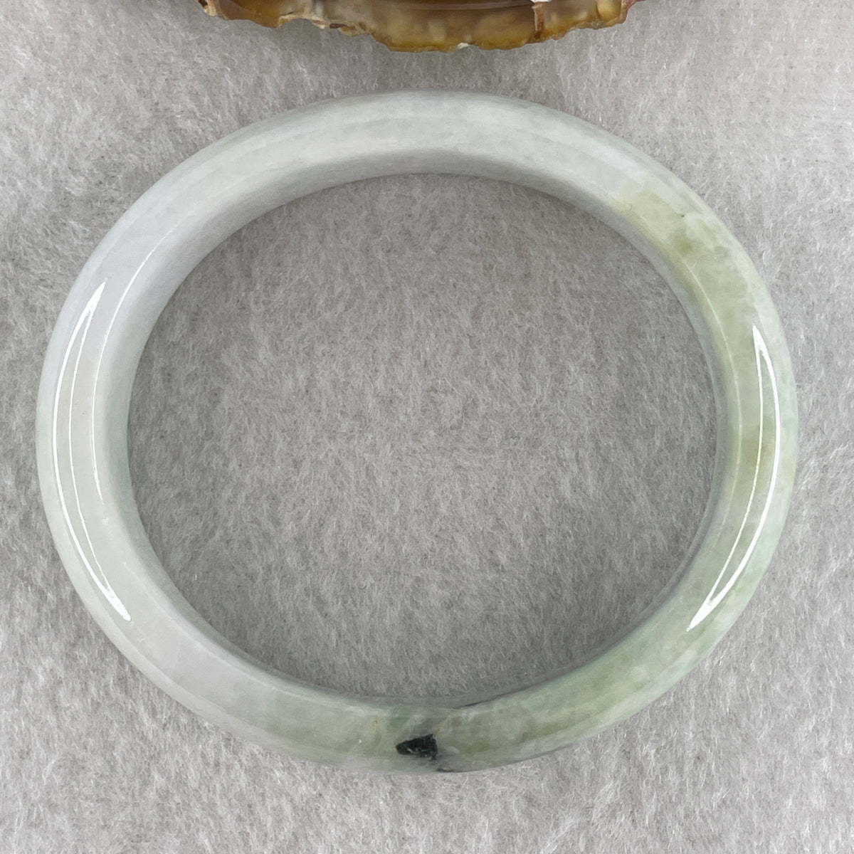 Natural Type A Light Lavender with Green Jadeite Oval Bangle 50.92g Inner Diameter 57.2mm 14.3 by 7.2mm (Slight External Rough) - Huangs Jadeite and Jewelry Pte Ltd