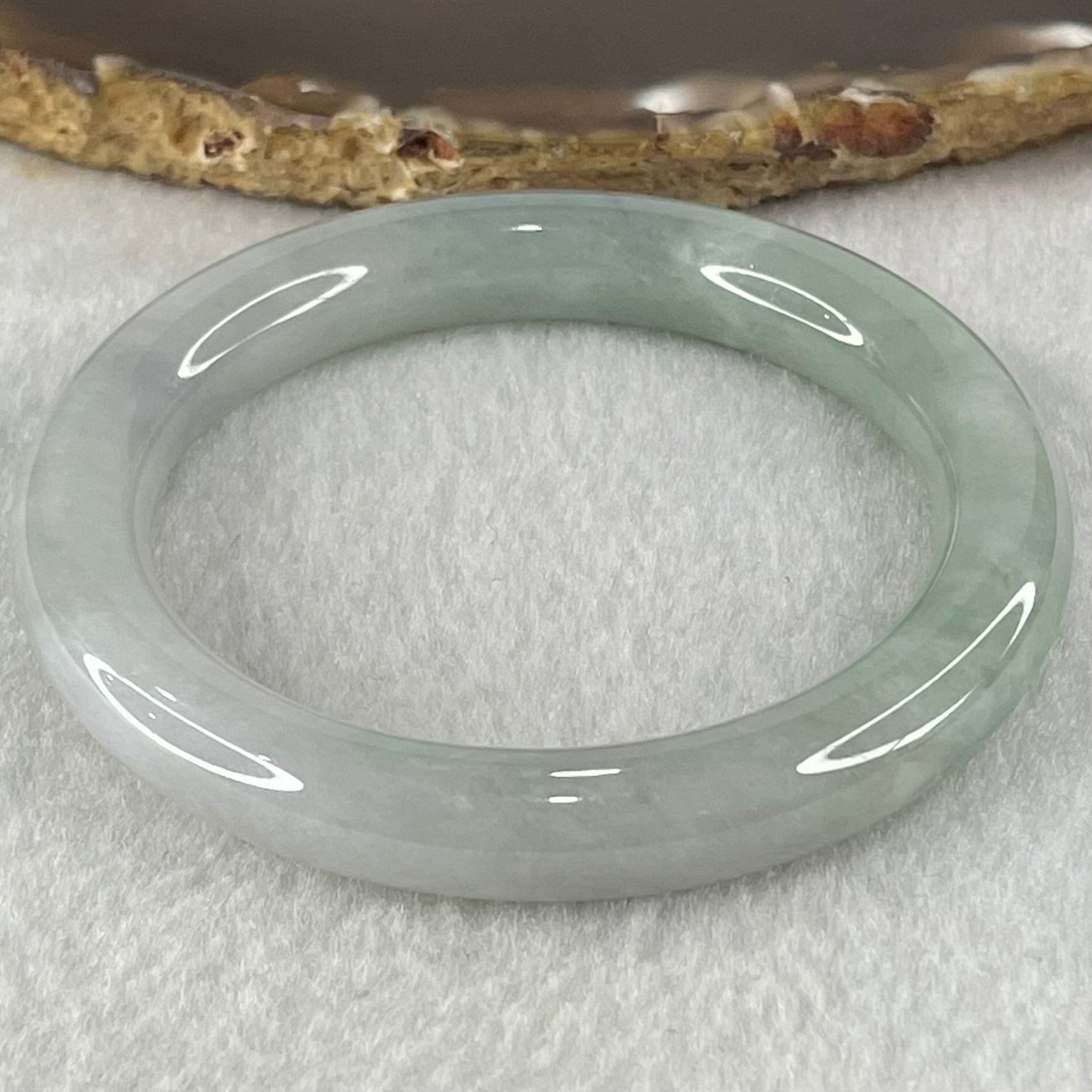 Type A Light Blueish Green Jadeite Bangle 43.08g Internal Diameter 52.3mm 9.4 by 9.2mm (Close to Perfect) - Huangs Jadeite and Jewelry Pte Ltd