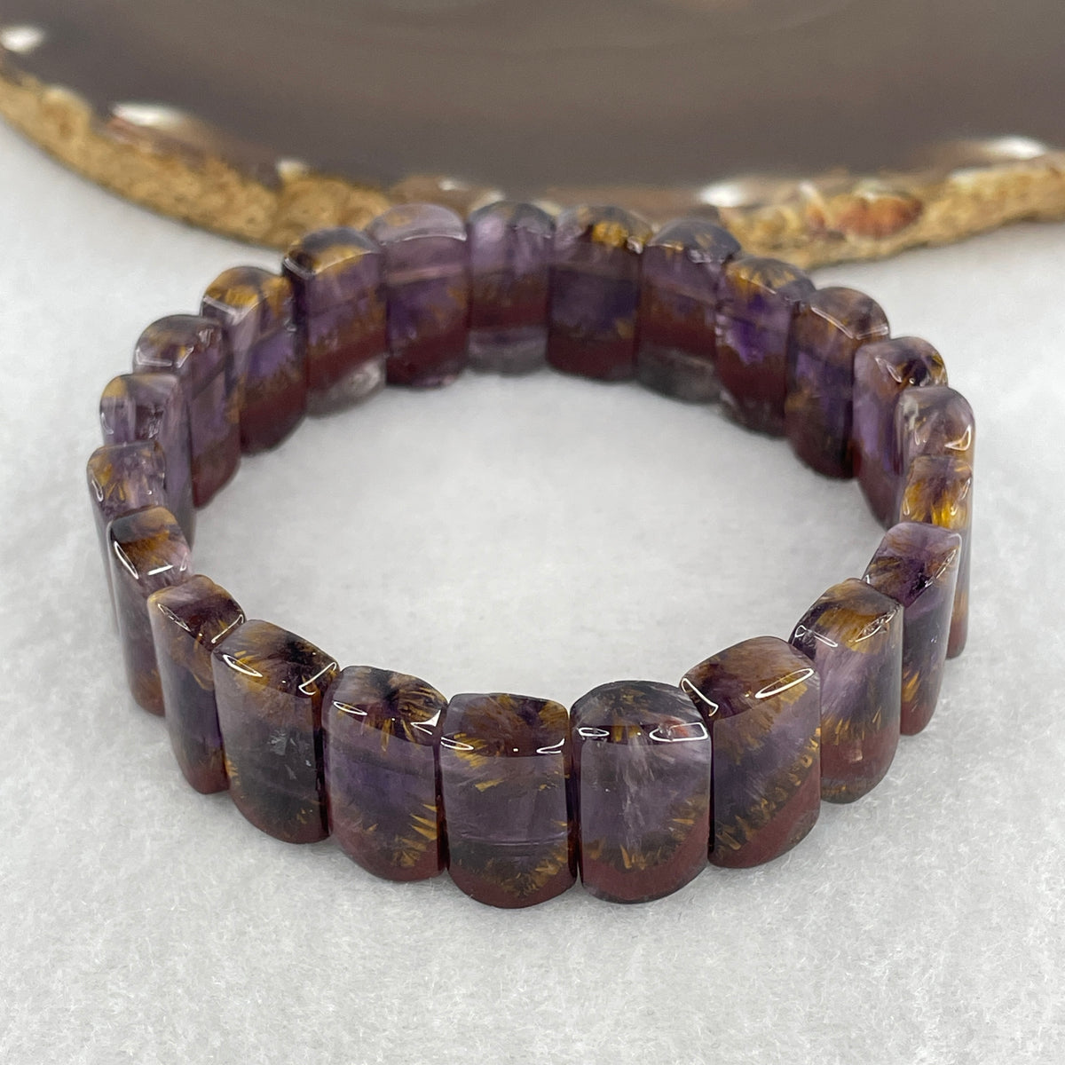 Collectors Grade Natural Auralite 23 Shou Pai Bracelet | 6.5mm Ancient Mineral Matrix Amulet (40.84g | 18cm Wrist | 23 Pcs)