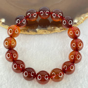 Good Grade Natural Blood Red Amber Beads Bracelet 20.41g 18cm 13.4mm 16 Beads - Huangs Jadeite and Jewelry Pte Ltd