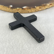 Type A Opaque Black Jadeite Cross Pendant 19.85g 64.8 by 41.5 by 6.9mm - Huangs Jadeite and Jewelry Pte Ltd