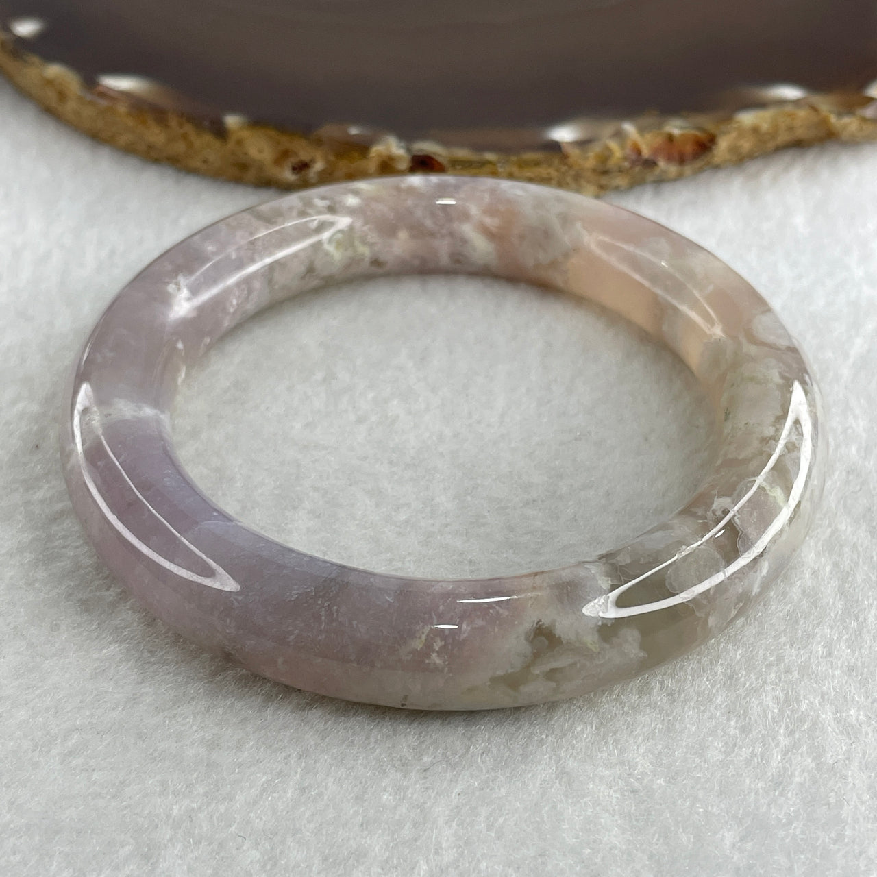 Natural Purple Flower Agate Bangle 58.74g Internal Diameter 57.8mm 12.0 by 11.5mm (Perfect) - Huangs Jadeite and Jewelry Pte Ltd