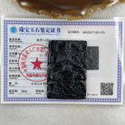 Type A Opaque to Partial Translucent Black Omphacite Jadeite Guan Gong with Dragon Pendant 33.76g 61.3 by 41.6 by 7.2mm - Huangs Jadeite and Jewelry Pte Ltd