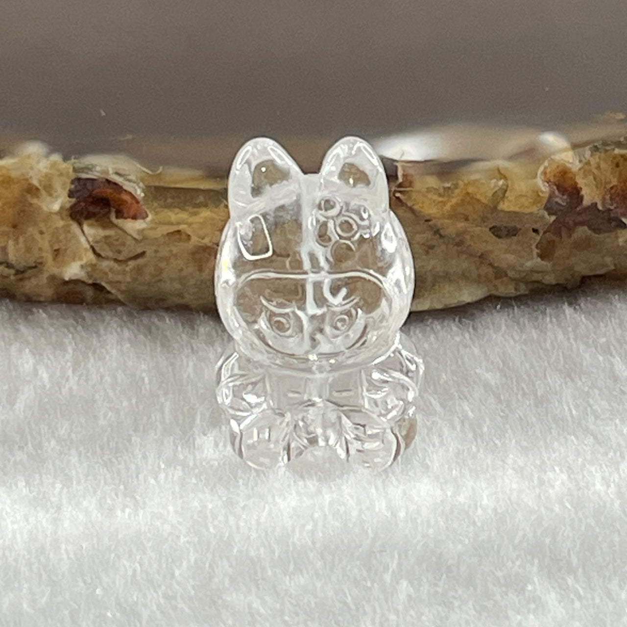 Natural Clear Quartz Labubu Charm Display 3.08g 19.2 by 1.9 by 10.4mm - Huangs Jadeite and Jewelry Pte Ltd