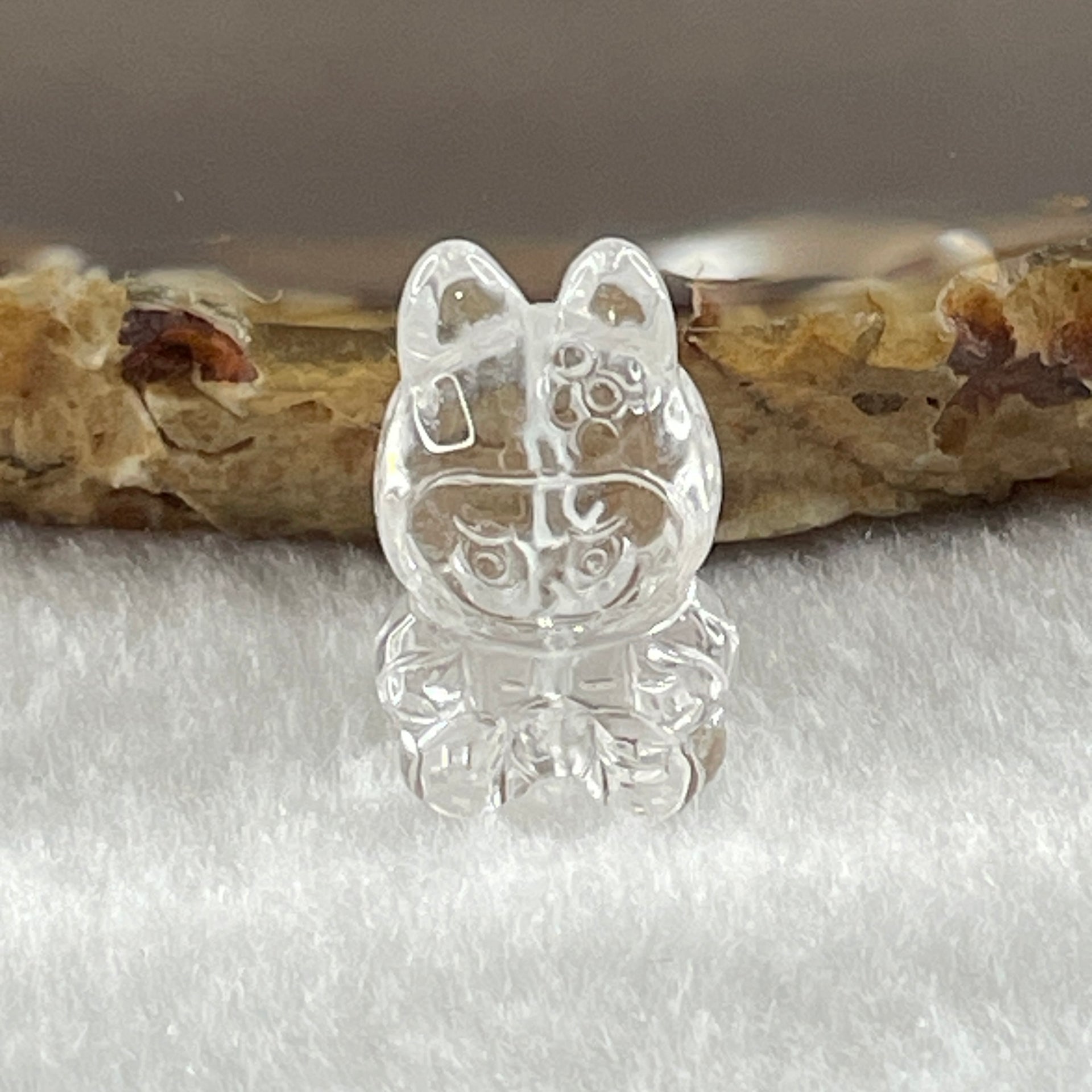 Natural Clear Quartz Labubu Charm Display 3.08g 19.2 by 1.9 by 10.4mm - Huangs Jadeite and Jewelry Pte Ltd