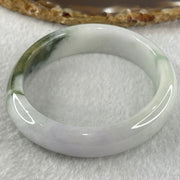 Type A Faint Lavender with Moss Green Patches Jadeite Oval Bangle 43.11g Internal Diameter 53.3mm 13.5 by 6.9mm (Slight External Roughs and Internal Lines) - Huangs Jadeite and Jewelry Pte Ltd