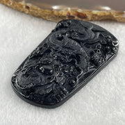 Type A Opaque to Partial Translucent Black Omphacite Jadeite Dragon Pendant 32.91g 66.0 by 42.2 by 9.5mm - Huangs Jadeite and Jewelry Pte Ltd