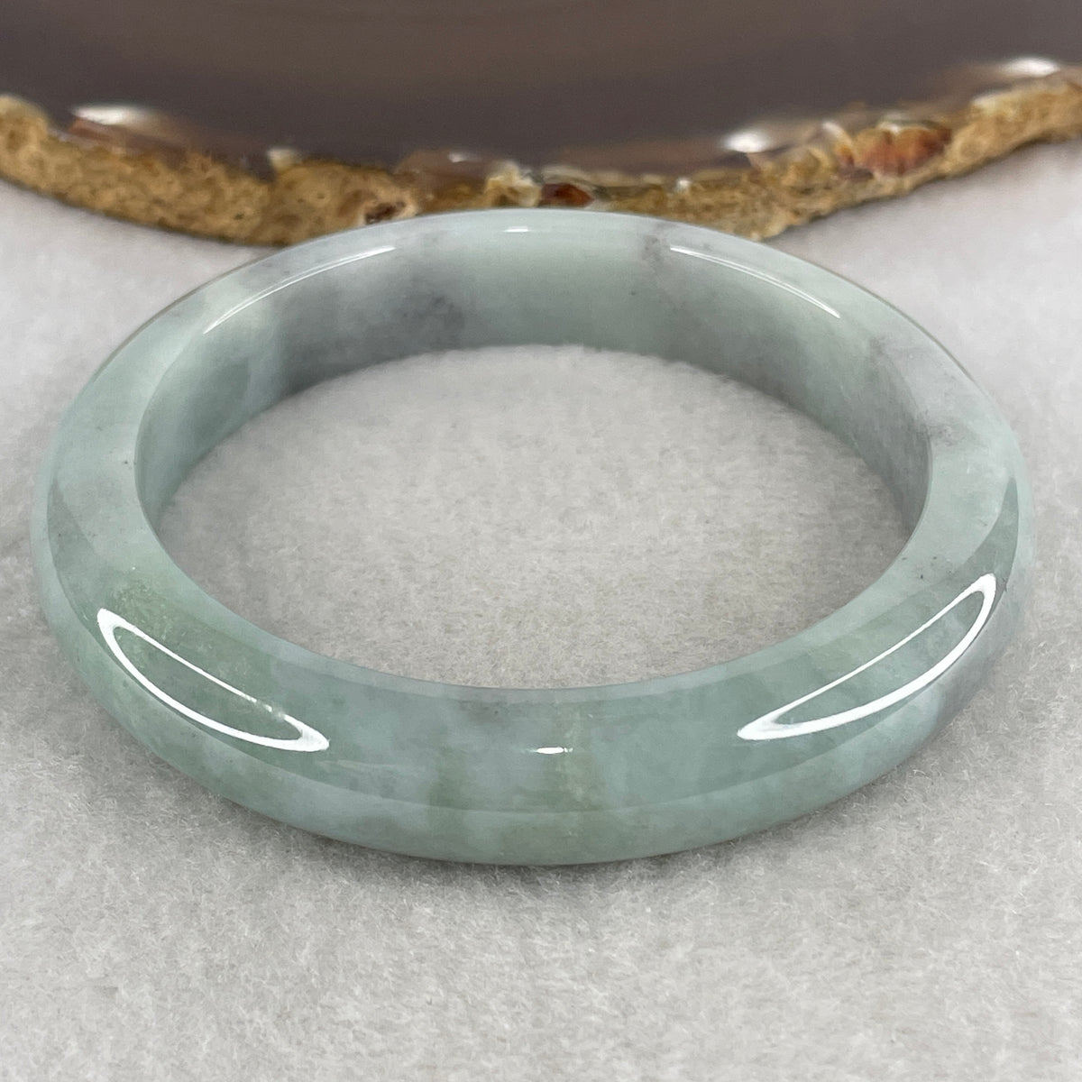 Certified Natural Type A Light Green & Wuji Grey Piao Hua Jadeite Bangle | 58.7mm Inner Diameter (58.04g 11.9x8.4mm | Close to Perfect Grade | Yin-Yang Balance & Grounding Shield) - Huangs Jadeite and Jewelry Pte Ltd