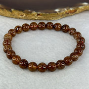 Natural Copper Rutilated Quartz Beads Bracelet 天然銅髮晶手镯 16.22g 16cm 7.9mm 25 Beads - Huangs Jadeite and Jewelry Pte Ltd
