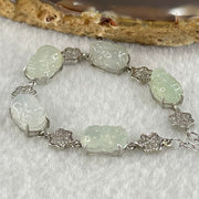 Type A Icy Faint Green and Faint Lavender to Colourless Jadeite 5 Pixiu S925 Silver Bracelet 6.61g 11.1 by 7.8 by 4.8mm - Huangs Jadeite and Jewelry Pte Ltd