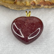 Natural Strawberry Quartz Heart Shape Charm 3.52g 16.8 by 17.2 by 8.2mm - Huangs Jadeite and Jewelry Pte Ltd