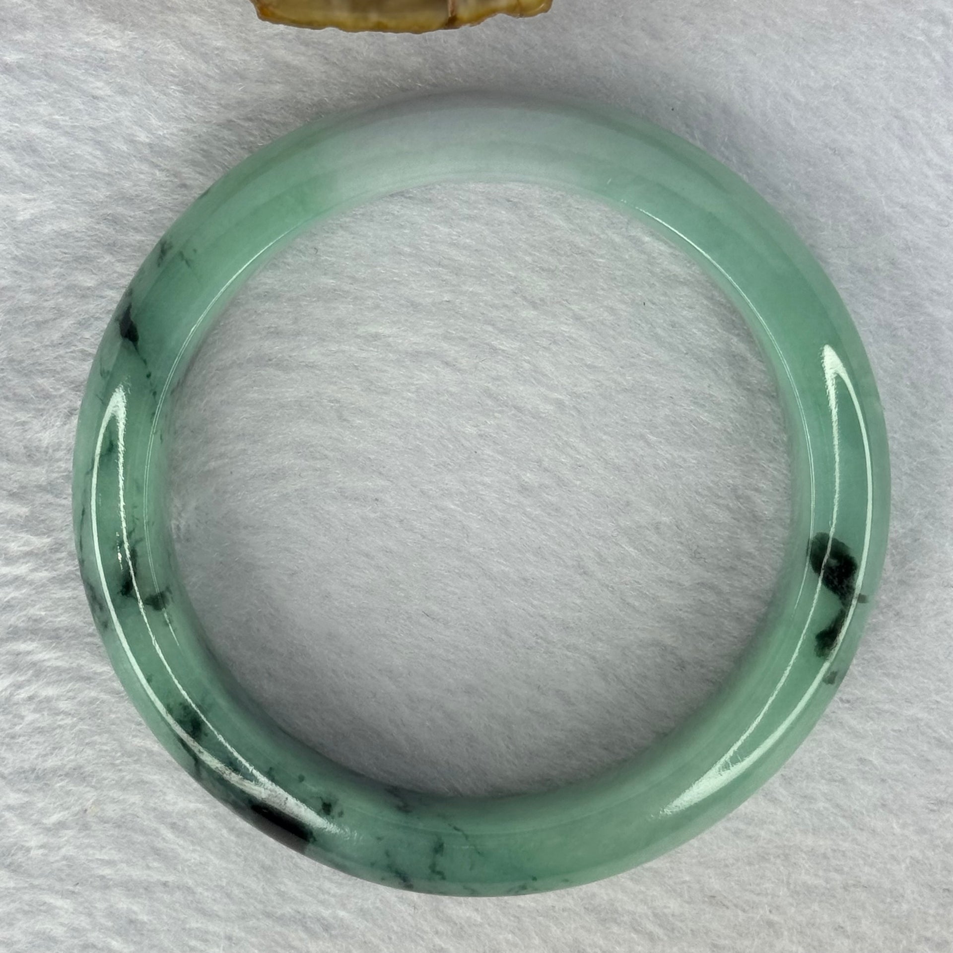 Type A Bright Green with Lavender Patch and Moss Green Piao Hua Jadeite Bangle Internal Diameter 55.1mm 61.38g 14.1 by 8.8mm - Huangs Jadeite and Jewelry Pte Ltd