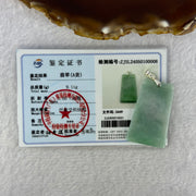 Type A Green and Lavender Jadeite Wu Shi Pai Pendant 9.11g 37.6 by 23.1 by 3.7mm - Huangs Jadeite and Jewelry Pte Ltd