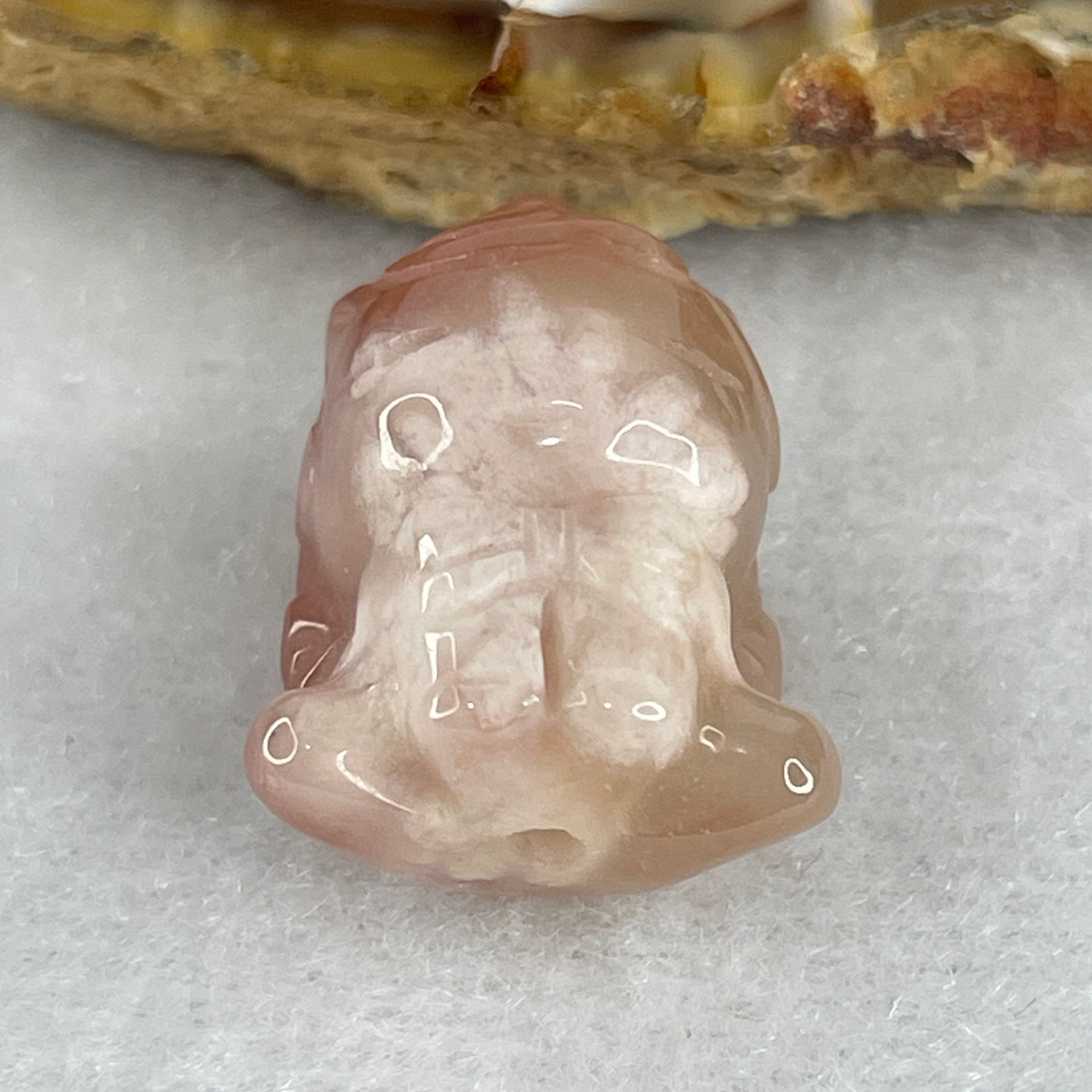 Natural Pink Flower Agate Unicorn Charm 5.69g 21.0 by 15.7 by 14.6mm - Huangs Jadeite and Jewelry Pte Ltd