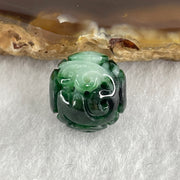 Natural Type A Lao Keng Old Mine Green with Light Green Jadeite Flora Carving Bead Charm 1.94g 12.5mm - Huangs Jadeite and Jewelry Pte Ltd