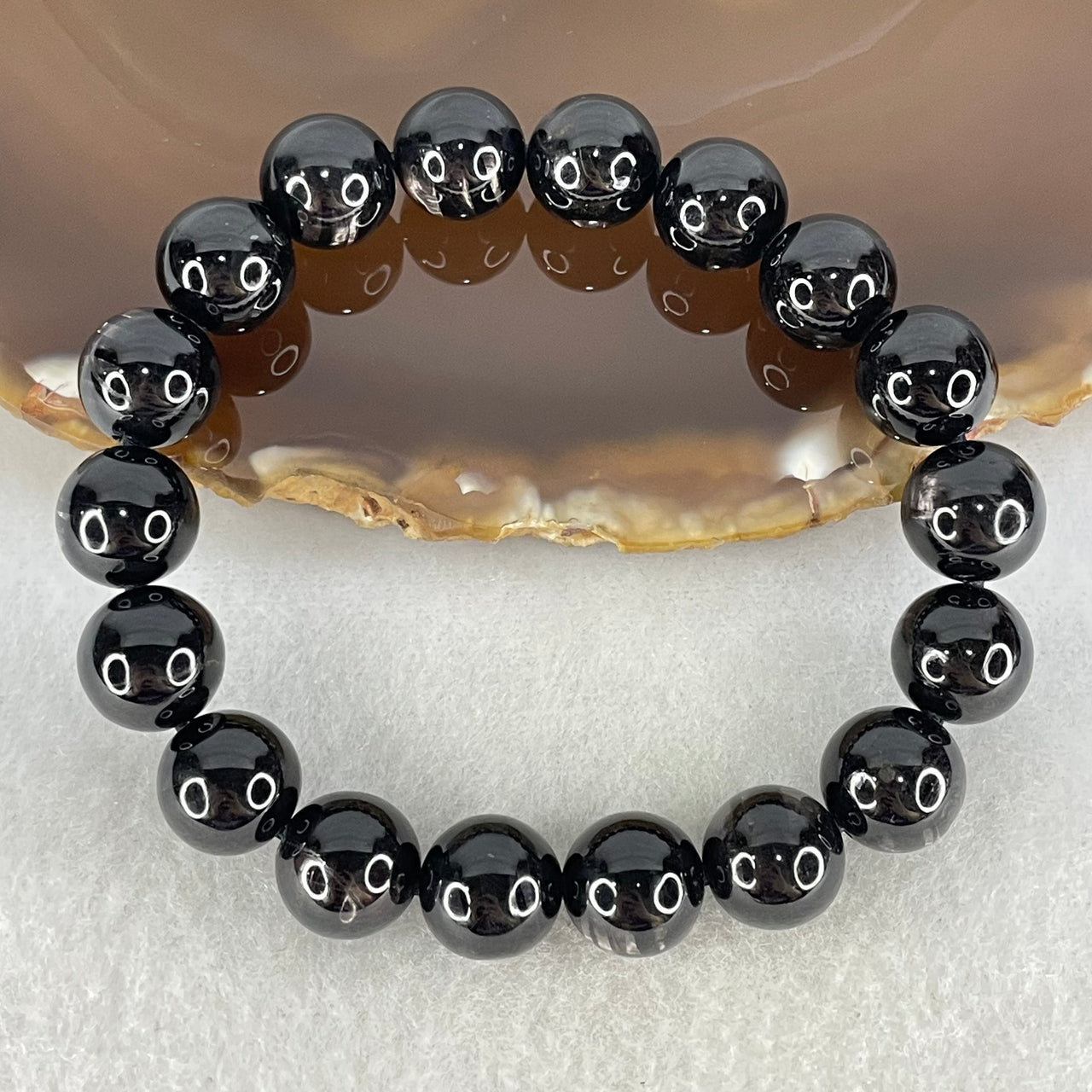 Good Grade Natural Hypersthene Beads Bracelet 39.09g 16.5mm 10.8mm 18 Beads - Huangs Jadeite and Jewelry Pte Ltd