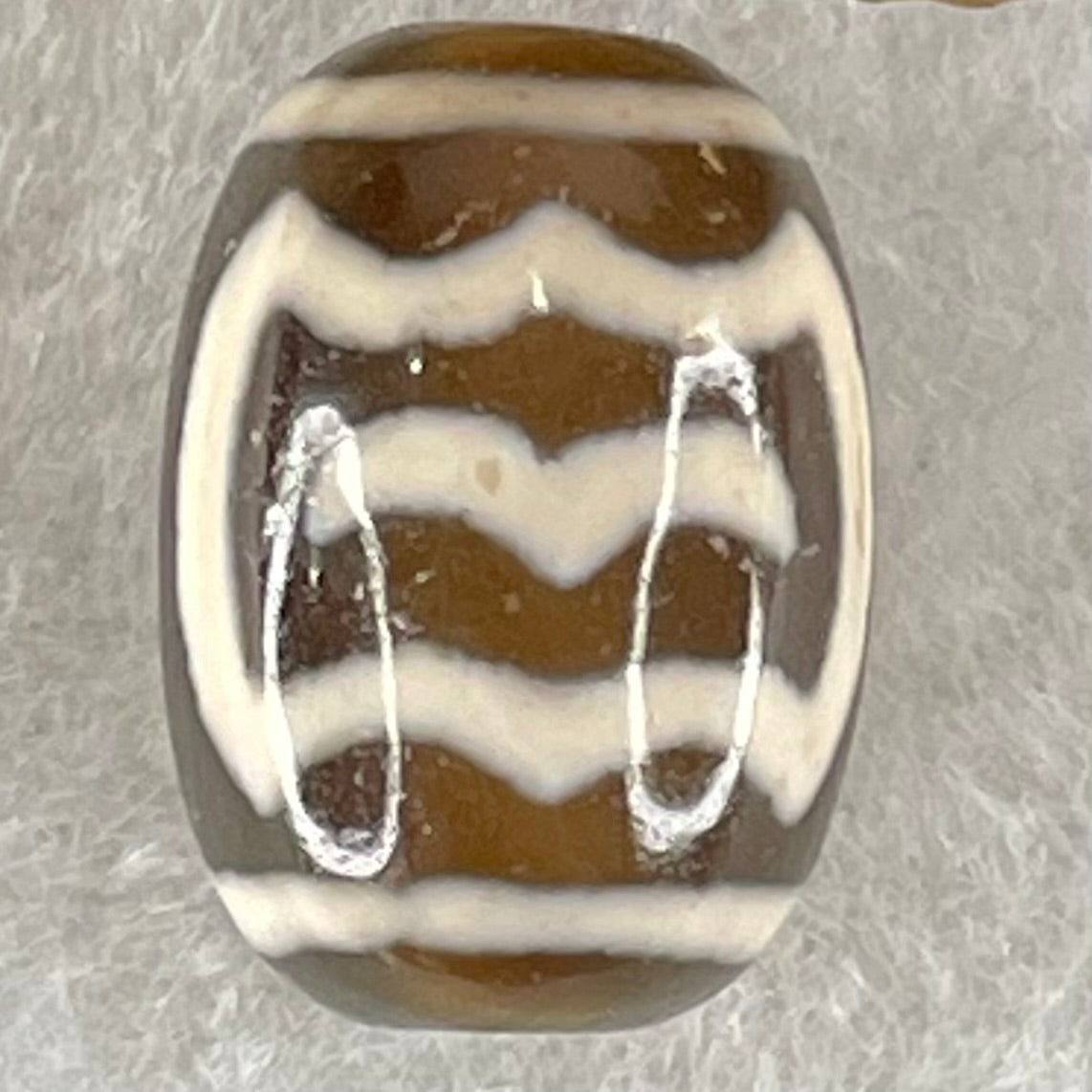 Natural Powerful Tibetan Old Oily Agate Double Garuda Dzi Bead Heavenly Master (Tian Zhu) 虎呀天诛 4.15g 17.5 by 12.6mm - Huangs Jadeite and Jewelry Pte Ltd