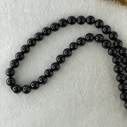 Type A Opaque Black Omphacite Jadeite Beads Necklace 75.66g 66cm 8.1mm 84 Beads - Huangs Jadeite and Jewelry Pte Ltd