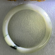 Type A Light Green with Moss Green Patches Jadeite Bangle Internal Diameter 56.5mm 75.29g 16.4 by 8.4mm (Slight Internal Line) - Huangs Jadeite and Jewelry Pte Ltd