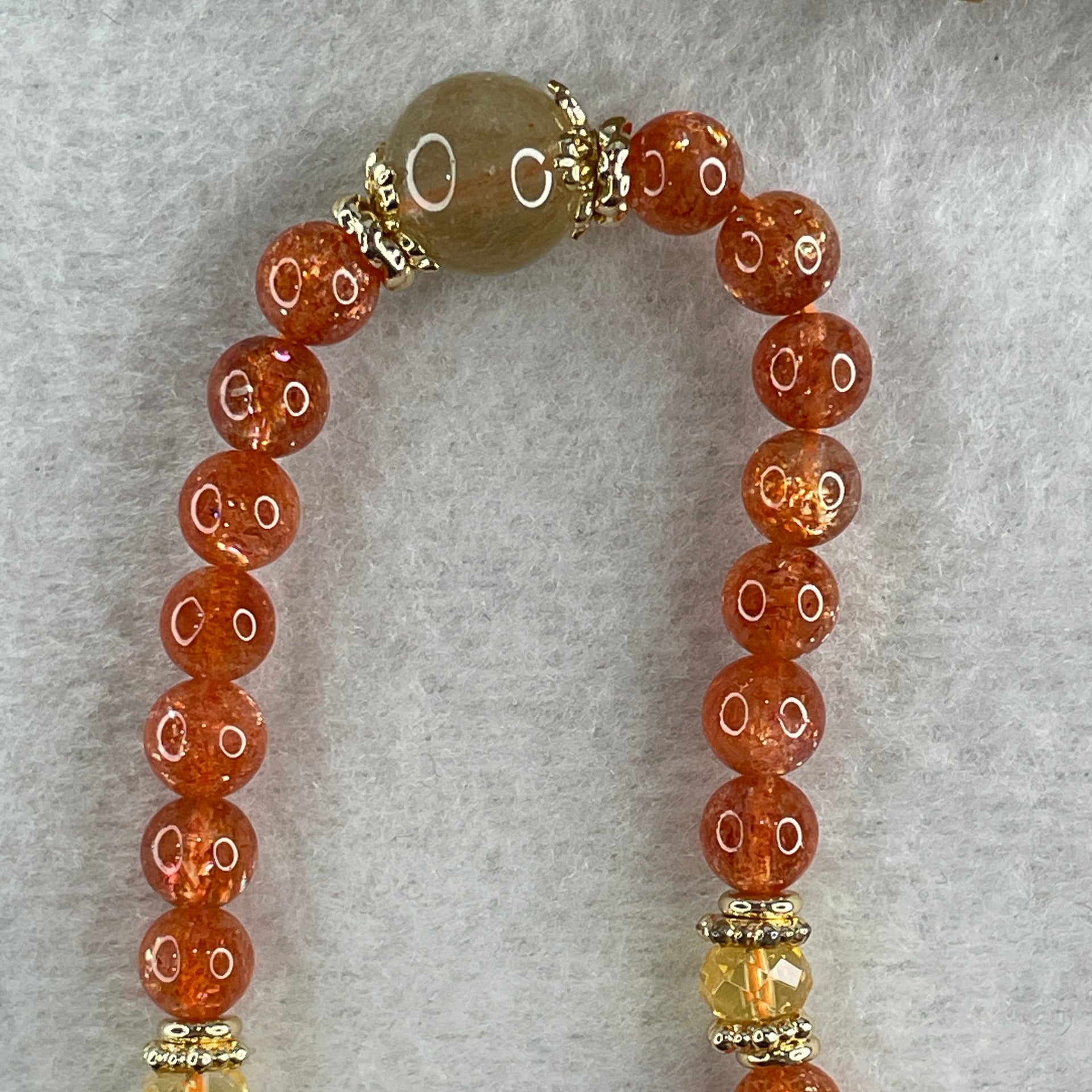 Very Good Natural Golden Sun Stone Beads with Charm Necklace 22.69g 36cm 6.3mm 51 Beads - Huangs Jadeite and Jewelry Pte Ltd