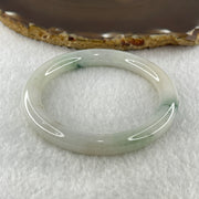 Natural Type A Faint Green with Blueish Green Piao Hua Flora Jadeite Bangle 37.89g Inner Diameter 53.5mm 8.4 by 9.5mm (Very Very Slight Internal Lines) - Huangs Jadeite and Jewelry Pte Ltd