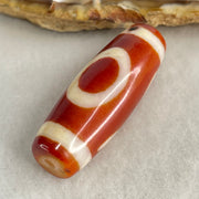 Natural Powerful Tibetan Old Oily Red White Agate One Eye Wood Element Dzi Bead Heavenly Master (Tian Zhu) 一眼木元素天珠 11.06g 38.2 by 13.6mm - Huangs Jadeite and Jewelry Pte Ltd