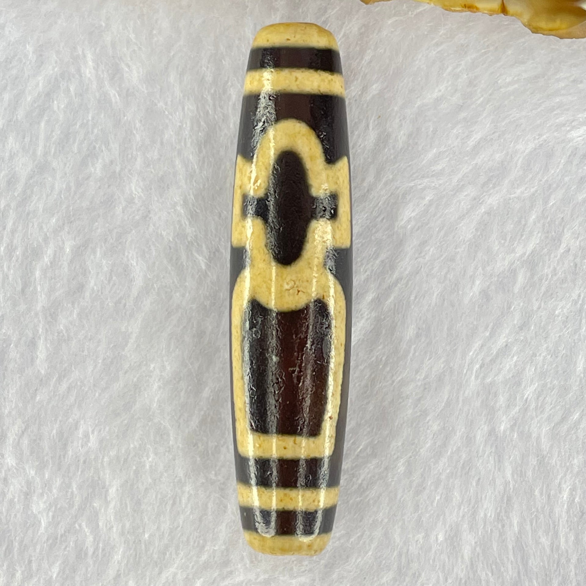 Natural Powerful Tibetan Old Oily Agate Cai Shen with Moon Sun Star Dzi Bead Heavenly Master (Tian Zhu) 财神长天珠 17.32g 58.3 by 13.7mm - Huangs Jadeite and Jewelry Pte Ltd