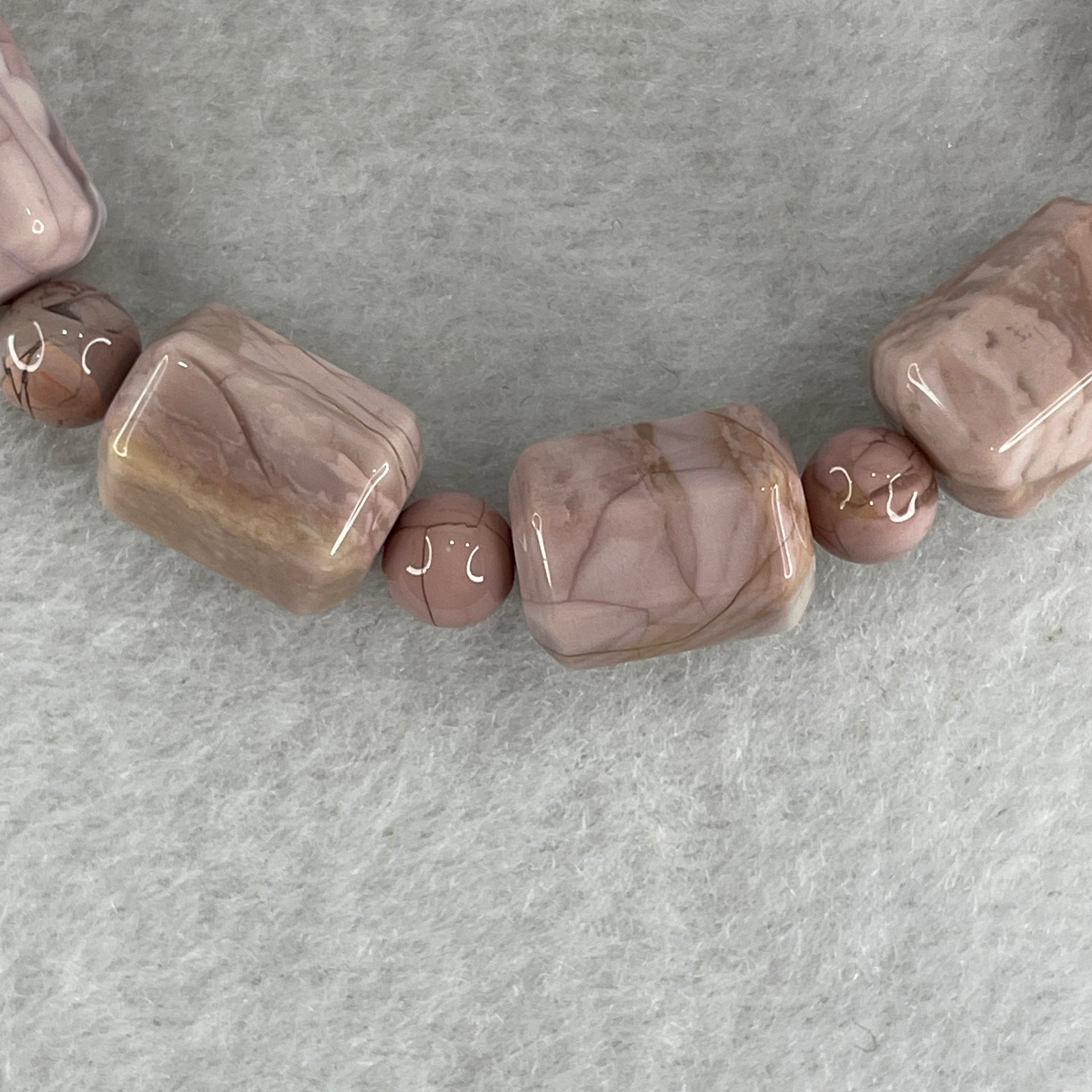 Certified Natural Alashan Agate Pink Barrel Bracelet 27.796g 17cm 13.1 by 9.2mm 11 Barrel - Huangs Jadeite and Jewelry Pte Ltd